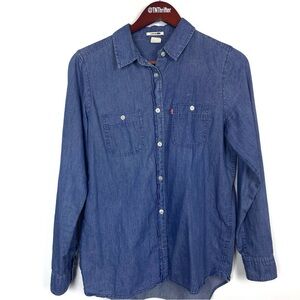 Levi's Mens Denim Button Down Shirt Classic Chambray Western Workwear Size Small